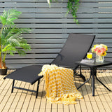 2 Pieces Patio Folding and Stackable Chaise Lounge Chair with 5-Position Adjustment-Black