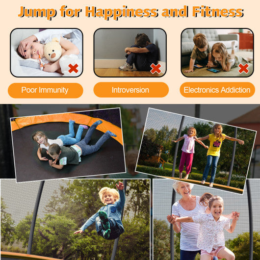 10 Feet ASTM Approved Recreational Trampoline with Ladder-Orange