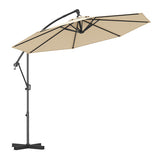 10 Feet Offset Hanging Umbrella with Base and Infinite Tilt-Beige