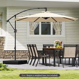 10 Feet Offset Hanging Umbrella with Base and Infinite Tilt-Beige