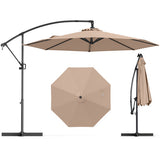 10 Feet Offset Hanging Umbrella with Base and Infinite Tilt-Coffee