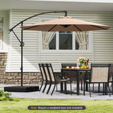 10 Feet Offset Hanging Umbrella with Base and Infinite Tilt-Coffee