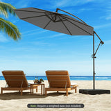 10 Feet Offset Hanging Umbrella with Base and Infinite Tilt-Gray