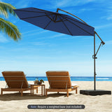 10 Feet Offset Hanging Umbrella with Base and Infinite Tilt-Navy