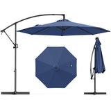 10 Feet Offset Hanging Umbrella with Base and Infinite Tilt-Navy