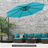 10 Feet Offset Hanging Umbrella with Base and Infinite Tilt-Turquoise