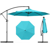 10 Feet Offset Hanging Umbrella with Base and Infinite Tilt-Turquoise