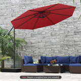 10 Feet Offset Hanging Umbrella with Base and Infinite Tilt-Wine