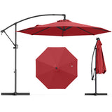 10 Feet Offset Hanging Umbrella with Base and Infinite Tilt-Wine