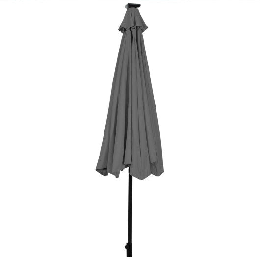 10 Feet Outdoor Patio Umbrella with Bright Solar LED Lights-Gray