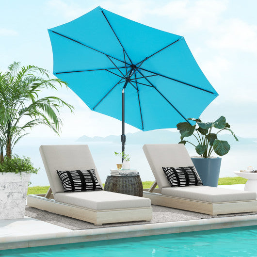 10 Feet Outdoor Patio Umbrella with Tilt Adjustment and Crank-Blue