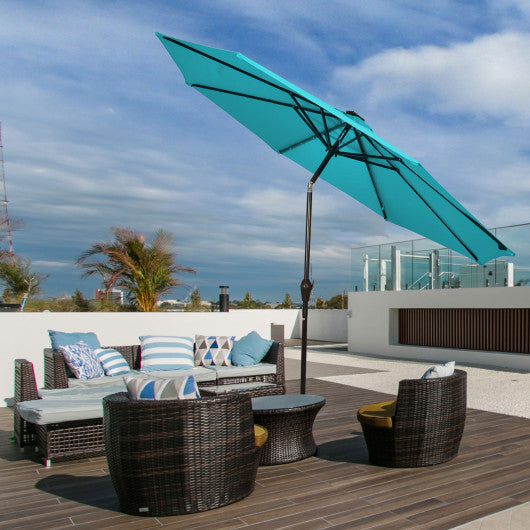 10 Feet Outdoor Patio Umbrella with Bright Solar LED Lights-Turquoise