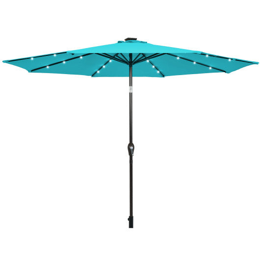 10 Feet Outdoor Patio Umbrella with Bright Solar LED Lights-Turquoise