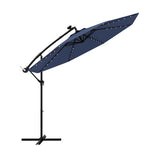 10 Feet Solar LED Offset Umbrella with 40 Lights and Cross Base for Patio-Blue