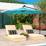 10 Feet Solar LED Offset Umbrella with 40 Lights and Cross Base for Patio-Turquoise