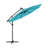 10 Feet Solar LED Offset Umbrella with 40 Lights and Cross Base for Patio-Turquoise