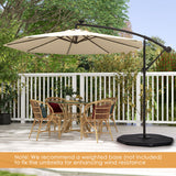 10 Feet Solar Offset Hanging Umbrella with 40 Lamp Beads and Solar Panel-Beige