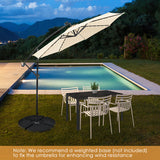 10 Feet Solar Offset Hanging Umbrella with 40 Lamp Beads and Solar Panel-Beige