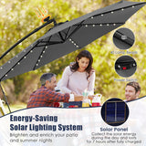 10 Feet Solar Offset Hanging Umbrella with 40 Lamp Beads and Solar Panel-Gray