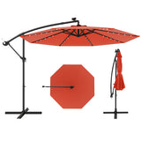 10 Feet Solar Offset Hanging Umbrella with 40 Lamp Beads and Solar Panel-Orange