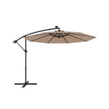 10 Feet Solar Offset Hanging Umbrella with 40 Lamp Beads and Solar Panel-Tan