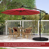 10 Feet Solar Offset Hanging Umbrella with 40 Lamp Beads and Solar Panel-Wine