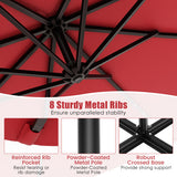 10 Feet Solar Offset Hanging Umbrella with 40 Lamp Beads and Solar Panel-Wine