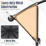 10 Ft Patio Umbrella Offset Cantilever Umbrella with 40 Solar Powered Lights-Gray