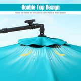 10 Ft Patio Umbrella Offset Cantilever Umbrella with 40 Solar Powered Lights-Turquoise