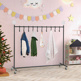 10-Hook Christmas Stocking Holder Stand on Wheels Freestanding Rack-Black