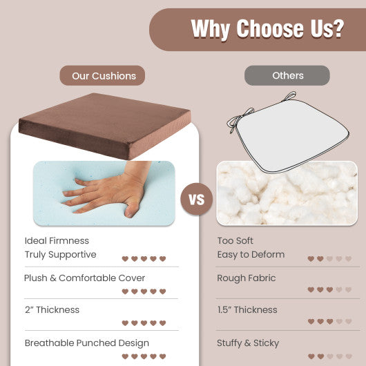 10 Pack Seat Cushions Gel Memory Foam for Back-Brown