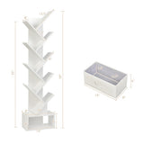 10-Tier Bookshelf with Drawer Free-standing Storage Bookcase-White