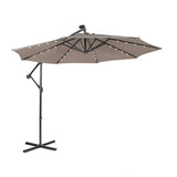 10 Feet Patio Solar Powered Cantilever Umbrella with Tilting System-Coffee