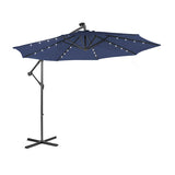 10 Feet Patio Solar Powered Cantilever Umbrella with Tilting System-Navy