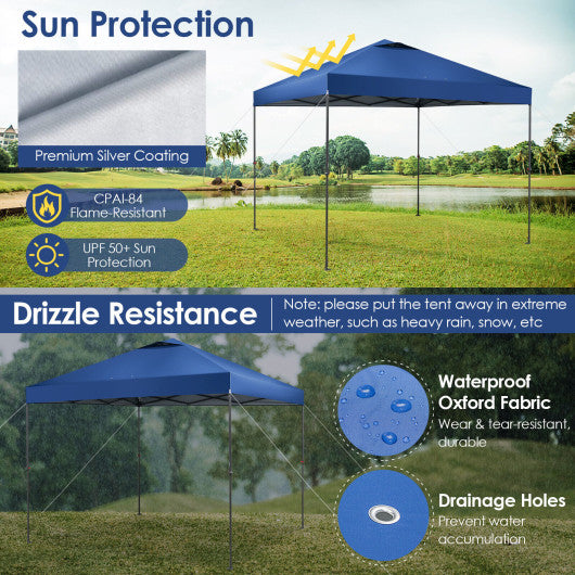 10 x 10 Feet Foldable Outdoor Instant Pop-up Canopy with Carry Bag-Blue