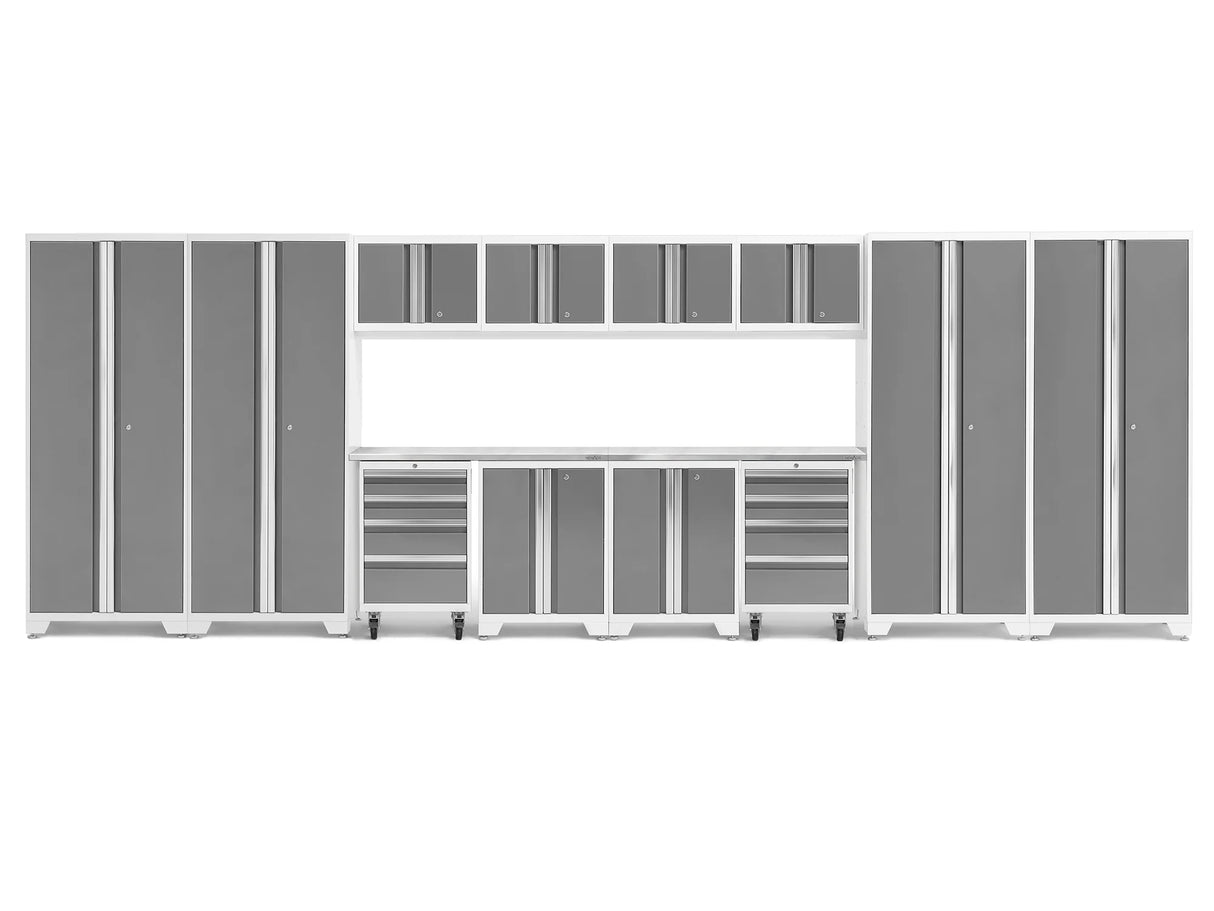 Bold Series 14 Piece Cabinet Set with Tool, Base, Wall Cabinets and 30 In. Lockers