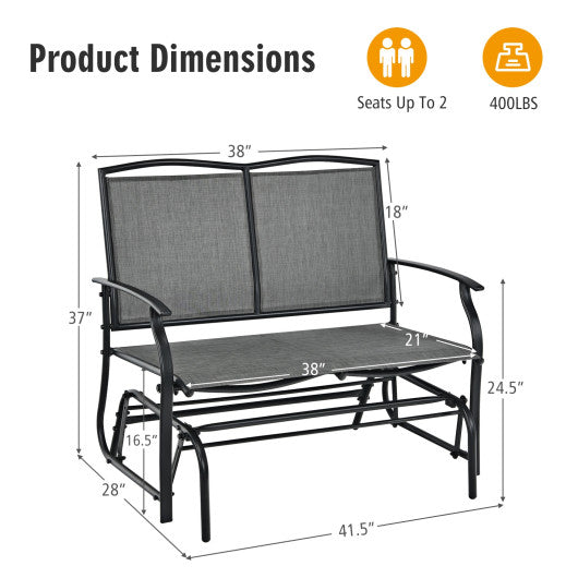 Iron Patio Rocking Chair for Outdoor Backyard and Lawn-Gray