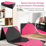 10 Feet x 4 Feet x 2 Inch Folding Exercise Mat with Hook and Loop Fasteners-Black and Pink