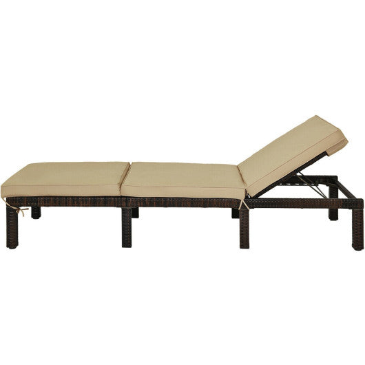 Outdoor Rattan Adjustable Cushioned Chaise