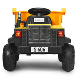 12V Battery Kids Ride On Dump Truck with Electric Bucket and Dump Bed-Yellow