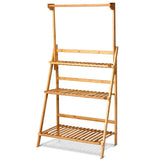 3 Tiers Bamboo Hanging Folding Plant Shelf Stand