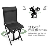 All weather Outdoor Foldable 360 Degree Swivel Chair with Iron Frame-Black