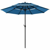 10' 3 Tier Patio Umbrella Aluminum Sunshade Shelter Double Vented without Base-Blue