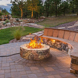 28 Inch Propane Gas Fire Pit Outdoor 40 000 BTU Stone-Brown