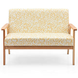Modern Fabric Loveseat Sofa Couch Upholstered 2-Seat Armchair-Yellow