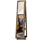 360° Rotatable 2-in-1 Lockable Jewelry Cabinet with Full-Length Mirror-Rustic Brown