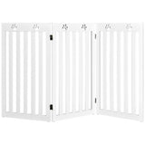 36 Inch Folding Wooden Freestanding Pet Gate Dog Gate with 360° Flexible Hinge-White