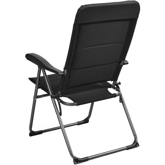 Set of 4 Patio Folding Chairs with Adjustable Backrest-Black