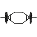 56 Inch Olympic Hexagon Deadlift Trap Bar with Folding Grips Powerlifting-Black