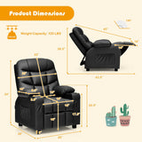 Kids Recliner Chair with Cup Holder and Footrest for Children-Black